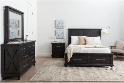 Jaxon Queen Storage Bed Living Spaces, Jaxon Queen Storage Bed With Upholstered Headboard Cappuccino
