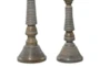 3 Piece Set Distressed Wooden Candleholders - Material