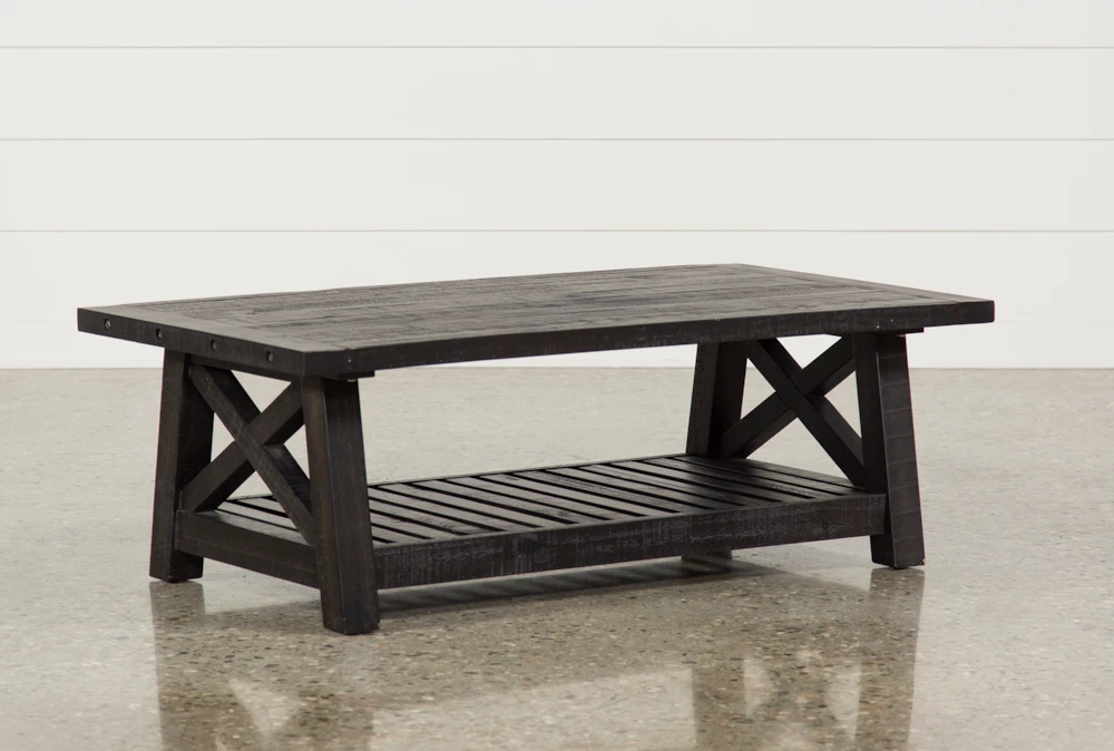 Jaxon Black Rectangle Coffee Table With Storage Shelf