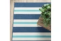 7'9" Round Outdoor Rug-Cabana Stripes Blue - Detail