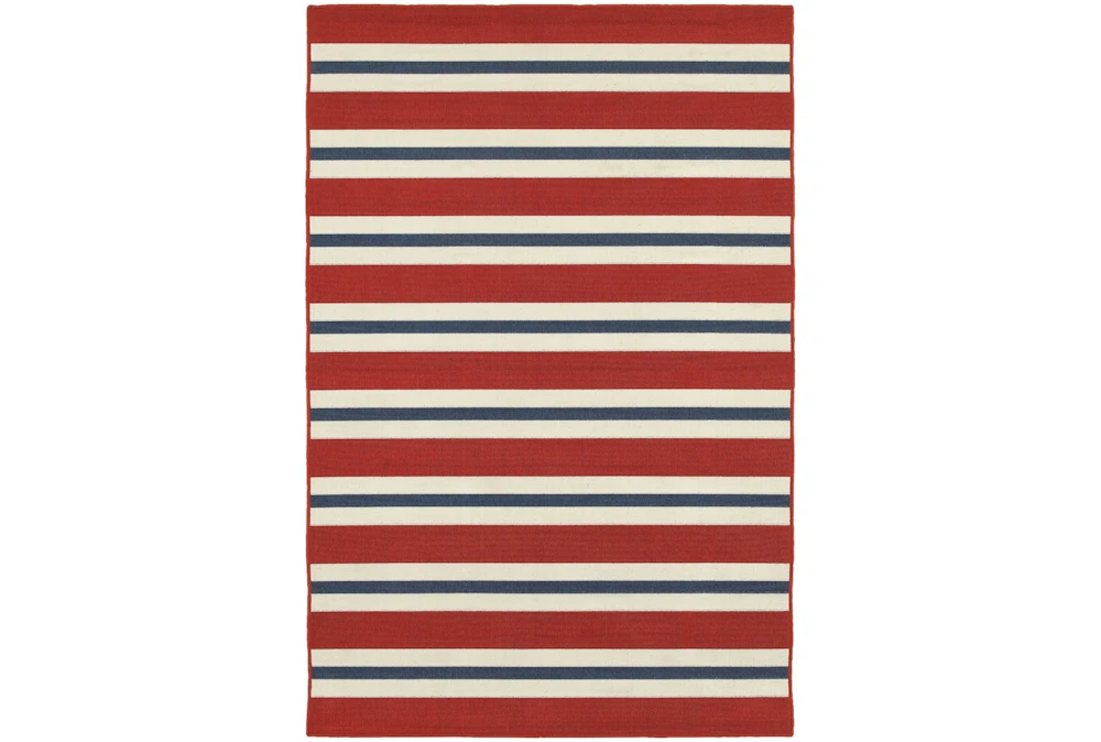 3'6"x5'5" Outdoor Rug-Cabana Stripes Red