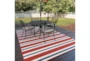 7'9" Round Outdoor Rug-Cabana Stripes Red - Room