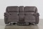 Norfolk Grey 81" Power Reclining Storage Console Loveseat with USB - Side