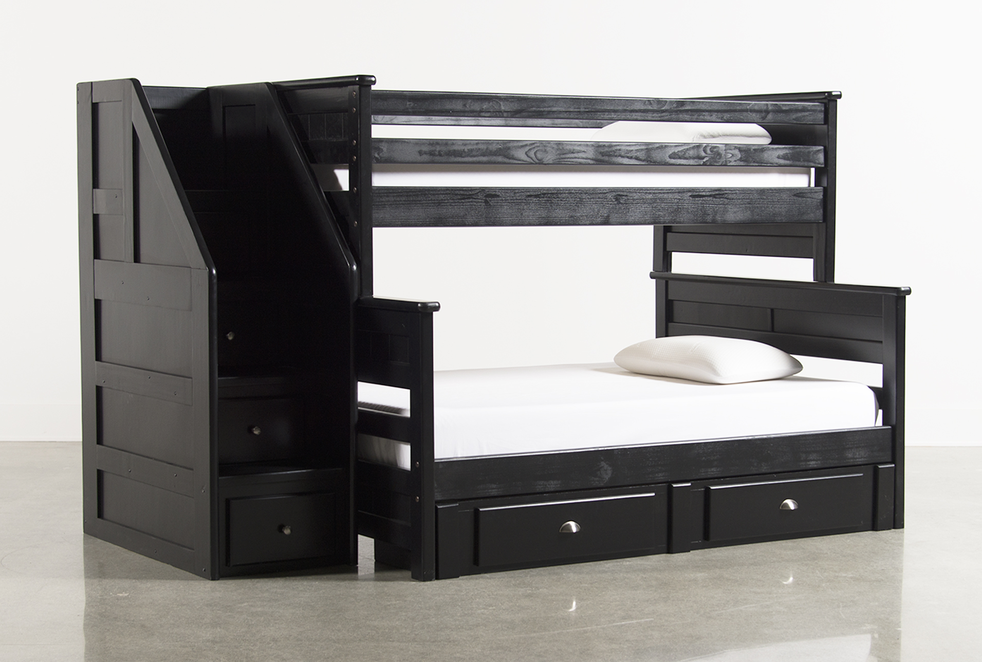 gray bunk beds twin over full