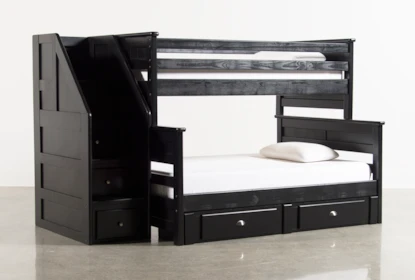 Summit Black Twin Over Full Bunk Bed With 2 Drawer Underbed 