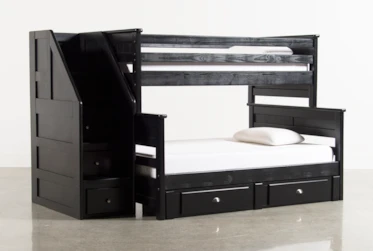 Summit Black Twin Over Full Bunk Bed With 2 Drawer Underbed Storage & Stairway Chest
