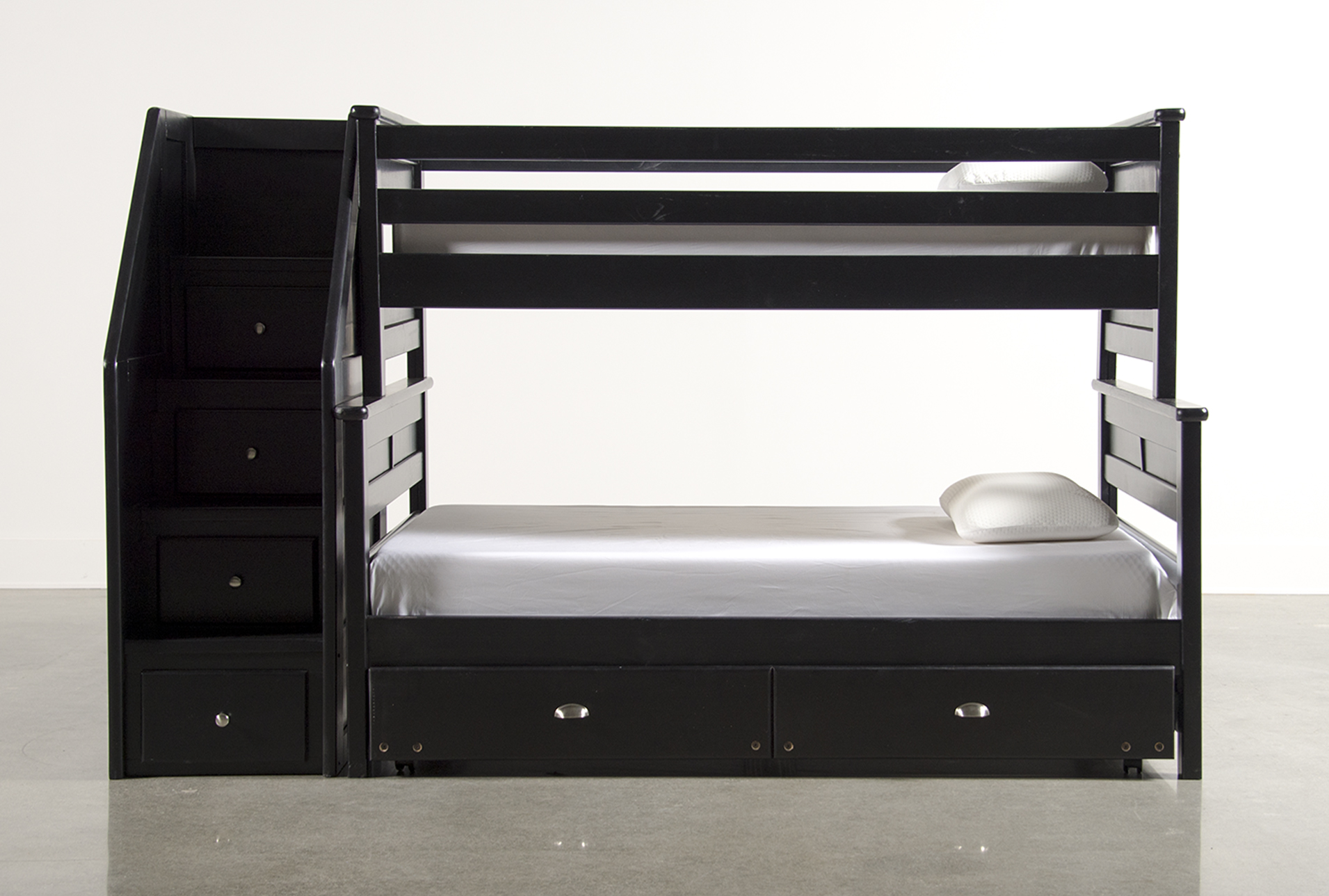 twin over twin bunk bed with trundle and storage drawers