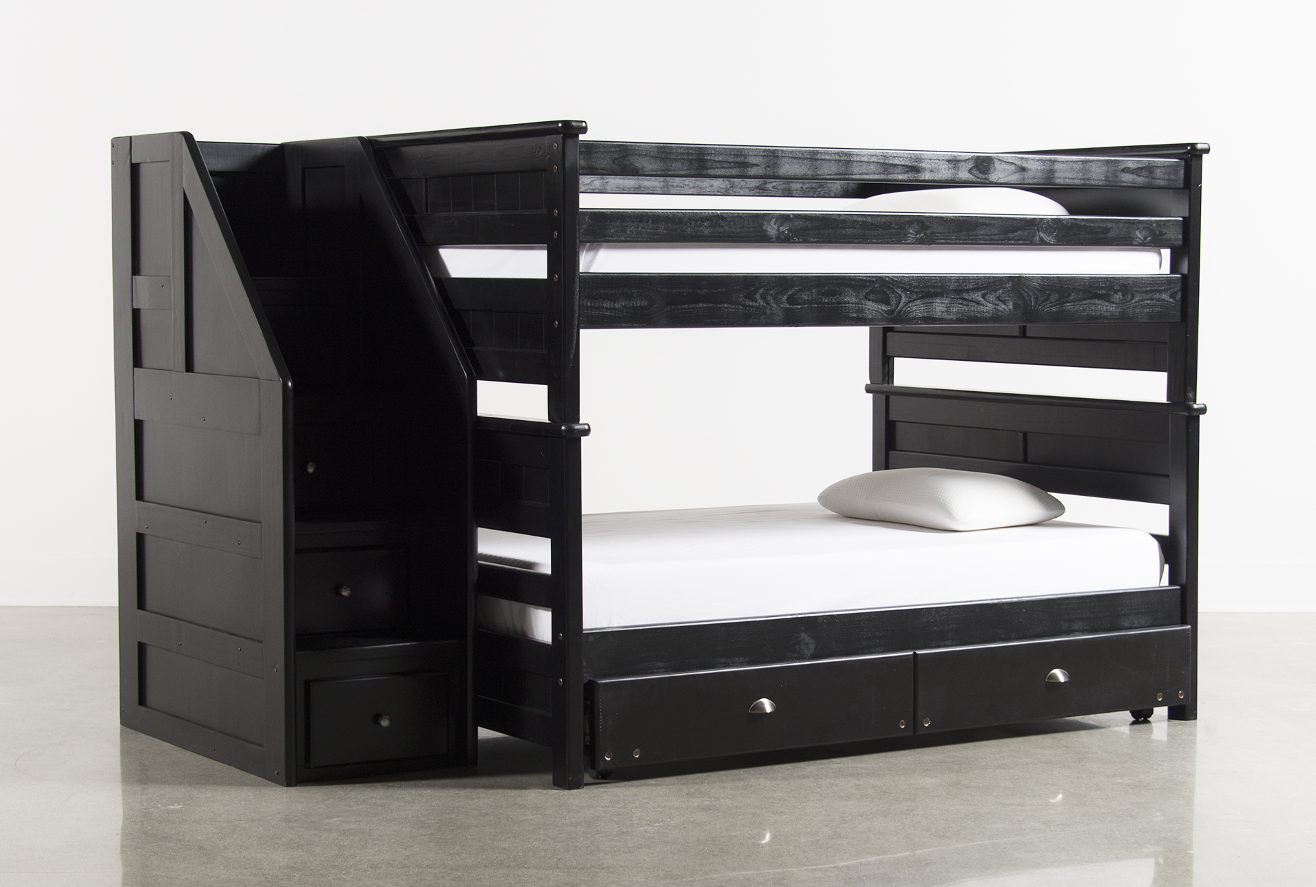 black full over full bunk beds