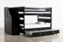 Summit Black Full Over Full Wood Bunk Bed With Trundle/Mattress & Stairway Chest - Back