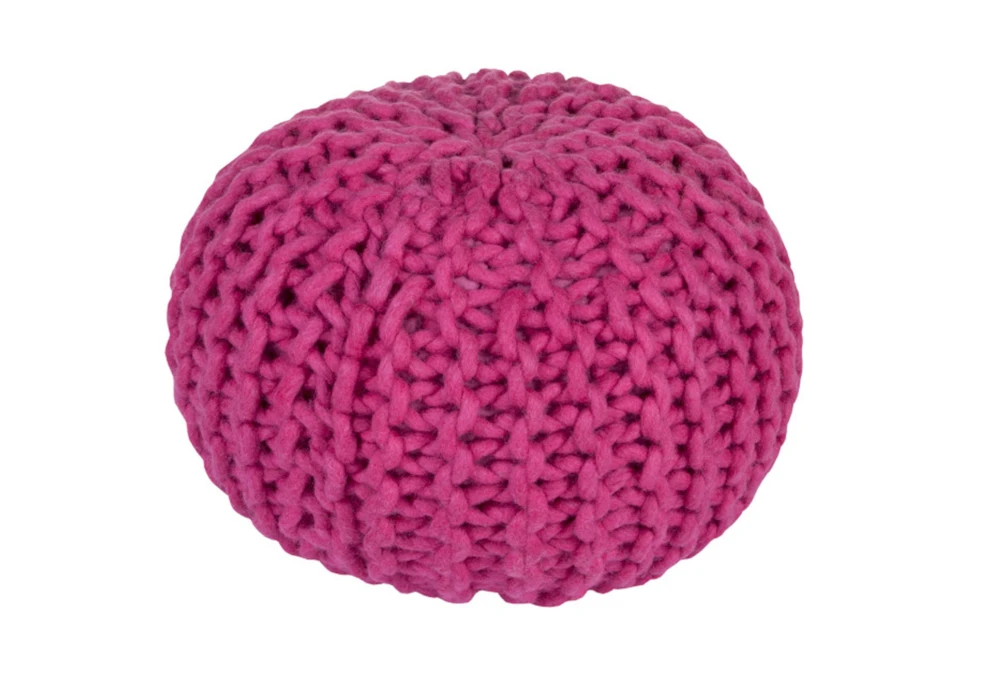Pouf-Cabled Magenta