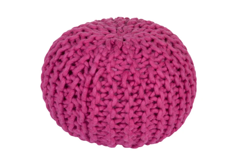 Pouf-Cabled Magenta - 360