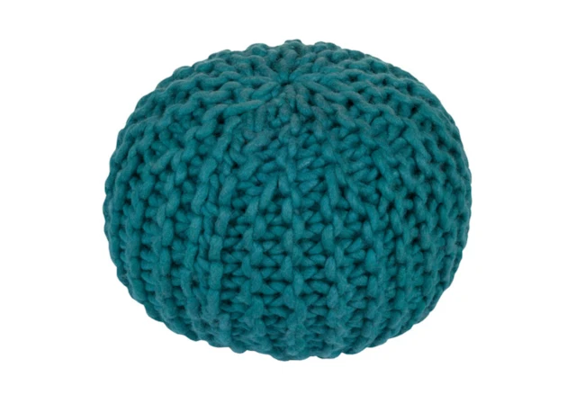 Pouf-Cabled Teal - 360