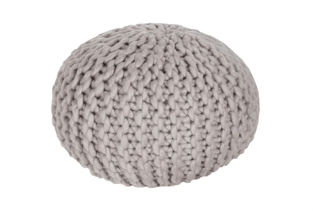 Pouf-Cabled Light Grey