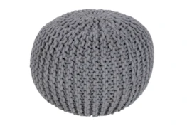 Pouf-Cabled Grey