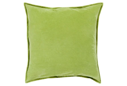 18x18 Olive Green Cotton Velvet Flange Edge Throw Pillow
