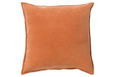 18x18 Orange Cotton Velvet Flange Edge Throw Pillow - Main