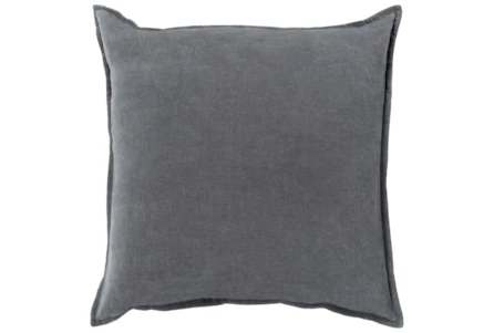 18x18 Charcoal Grey Cotton Velvet Flange Edge Throw Pillow