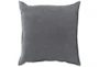18x18 Charcoal Grey Cotton Velvet Flange Edge Throw Pillow - Signature