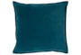 18x18 Teal Blue Cotton Velvet Flange Edge Throw Pillow - Signature