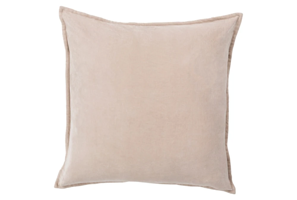 18x18 Light Beige Cotton Velvet Flange Edge Throw Pillow