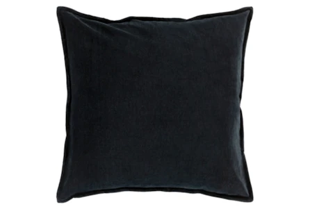 18x18 Black Cotton Velvet Flange Edge Throw Pillow