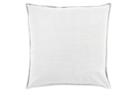 18x18 Light Grey Silver Cotton Velvet Flange Edge Throw Pillow