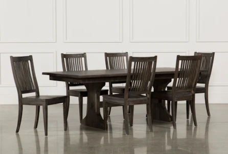 Valencia 72-90" Extension Trestle Dining With Side Chair Set For 6