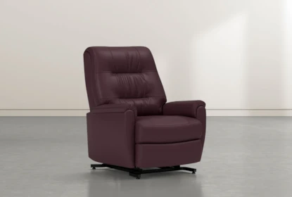Burdy Leather Power Lift Recliner, Purple Leather Recliner