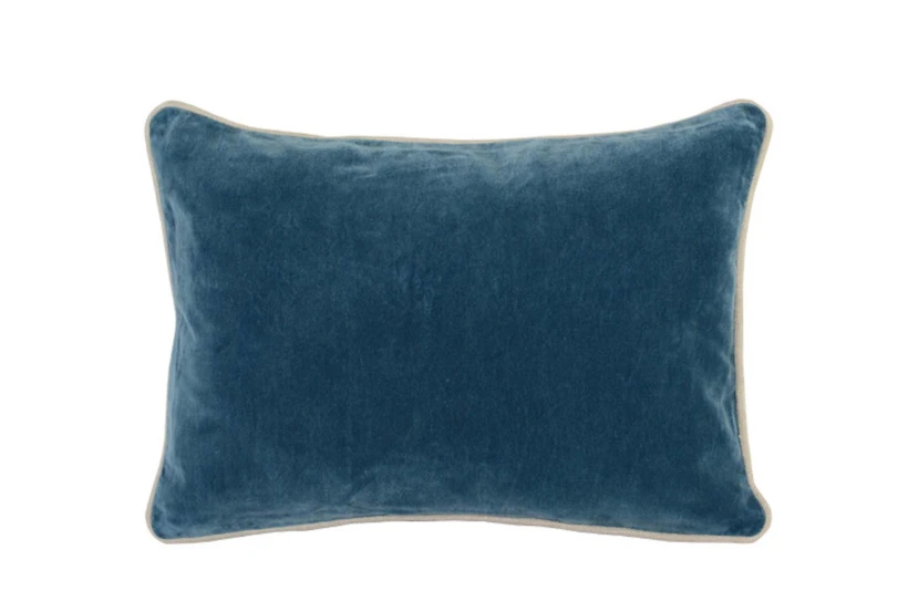 14X20 Marine Teal Blue Stonewashed Velvet Lumbar Throw Pillow - 360