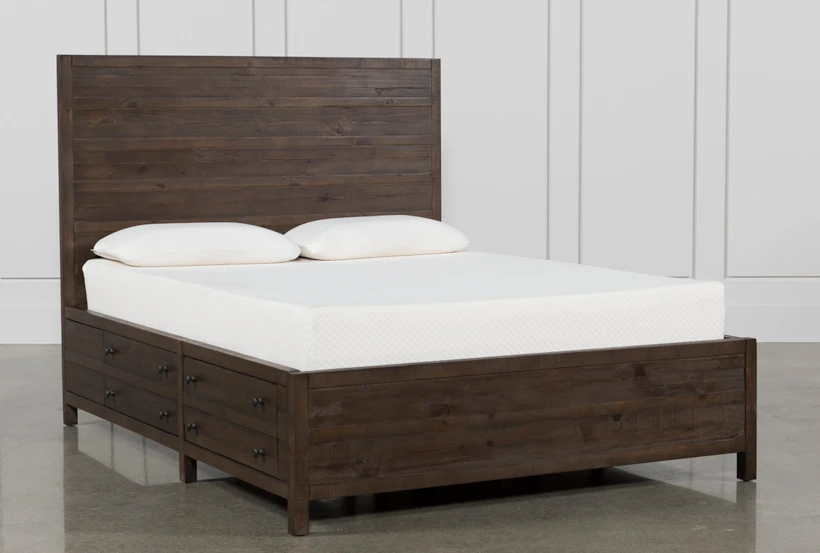 Rowan Espresso California King Wood Panel Bed With Storage - 360