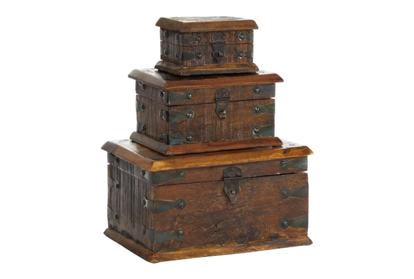 3 Piece Set Wood Reclaimed Boxes - 360