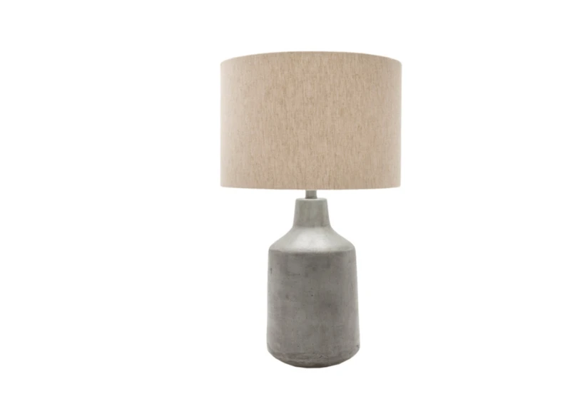 25 Inch Dark Grey Concrete Drum Table Lamp - 360