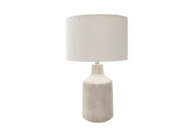 25 Inch Light Grey Concrete Drum Table Lamp