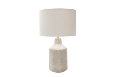 25 Inch Light Grey Concrete Drum Table Lamp