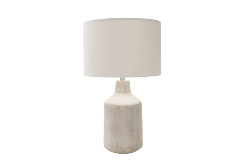 25 Inch Light Grey Concrete Drum Table Lamp - 360