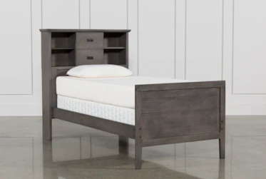 Owen Grey Twin Bookcase Bed With No Storage