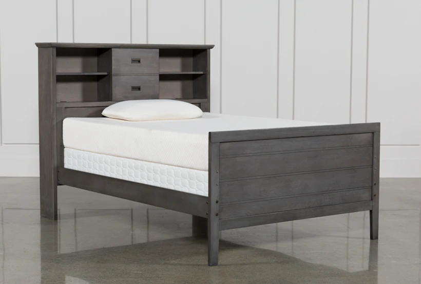 Owen Grey Full Wood Bookcase Bed With No Storage - 360