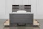 Owen Grey Full Wood Bookcase Bed With Double 2-Drawer Storage Unit - Side