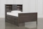 Owen Grey Full Wood Bookcase Bed With Single 4-Drawer Storage Unit - Signature