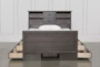 Owen Grey Full Wood Bookcase Bed With Double 4-Drawer Storage Unit - Side