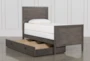 Owen Grey Twin Wood Panel Bed With Trundle Storage - Side