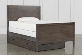 Owen Grey Full Panel Bed With Trundle Storage
