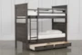 Owen Grey Twin Over Twin Wood Bunk Bed With 2-Drawer Storage Unit - Side
