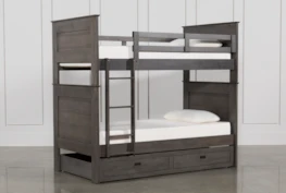 Owen Grey Twin Over Twin Bunk Bed With Storage Trundle