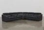 Kristen Slate Grey Leather 131" 6 Piece Power Reclining Modular Sectional with Adjustable Headrest & USB - Signature