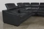 Kristen Slate Grey Leather 131" 6 Piece Power Reclining Modular Sectional with Adjustable Headrest & USB - Side