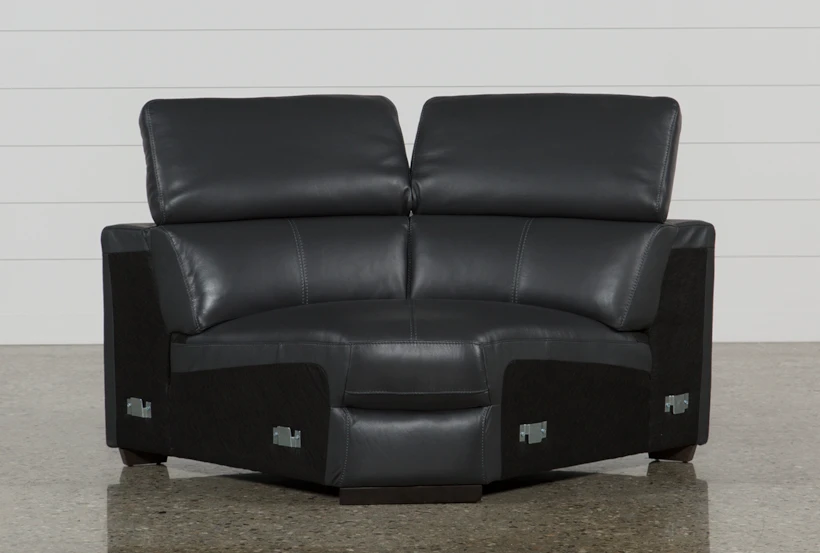 Kristen Slate Grey Leather Corner Wedge with Adjustable Headrest - 360