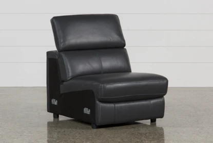 Kristen Slate Grey Leather Armless Chair - Signature