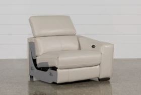 Kristen Silver Grey Leather Right Arm Facing Power Recliner With USB