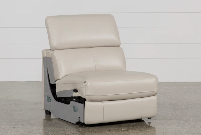 Kristen Silver Grey Leather Armless Power Recliner - 360